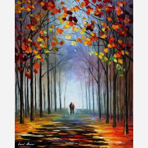 alley by the lake, alley by the lake Leonid Afremov, Leonid Afremov alley by the lake